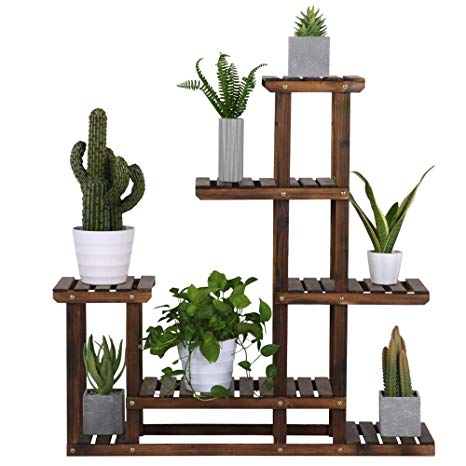 Yaheetech Plant Stand Shelf Indoor - Tiered Wood Plant Flower Pots Shelves Rack Holder Stand Indoor Outdoor for Multiple Plants Garden Balcony Patio Living Room