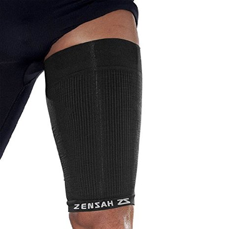 Zensah Thigh Compression Sleeve - Treat Hamstring and Quad Injuries - Hamstring Compression Sleeve - Running Compression Thigh Sleeve - Perfect for Running, Tennis, Working Out, Basketball - Reduce Cramping