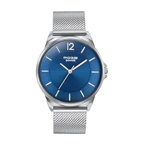 Sonata Poze Quartz Blue Dial Silver Metal Strap for Men-SP70042SM02