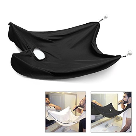 Beard Bib Apron,Bagvhandbagro Beard Catcher Apron,Apron Beard Cape with Double Suction Cups for Shaving Hair Clippings Catcher and Grooming Cape Apron