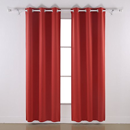 Deconovo Room Darkening Thermal Insulated Blackout Grommet Window Curtain Panel for Bedroom, Orange Red,42x84-inch,1 Panel