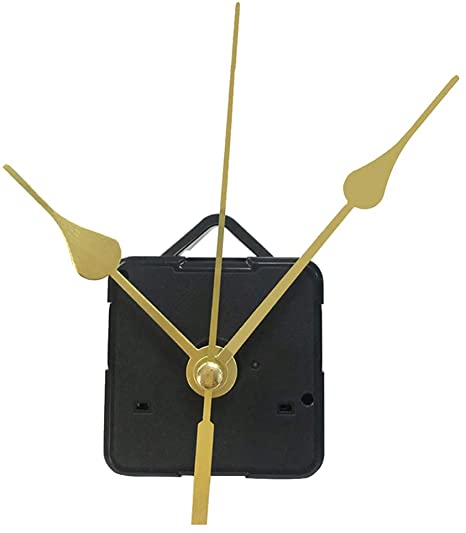 DOITOOL 1PCS Silence Quartz Clock Movement, Silent Clock Mechanism, Long Shaft Replacement Clock Kits, DIY Wall Clock Movements Mechanism Parts with 3 Hands Without Battery (Golden Hand)