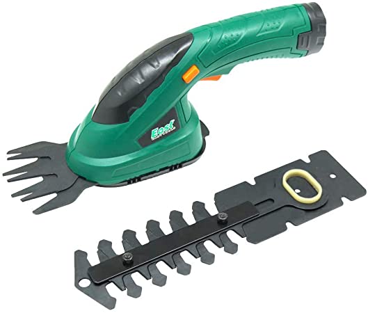 East 2 in 1 Cordless Grass Shears, Hedge Trimmer with Replaceable Battery