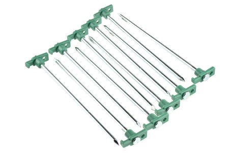 SE 9NRC10 Galvanized Non-Rust Tent Peg Stakes with Green Stopper Pack of 10