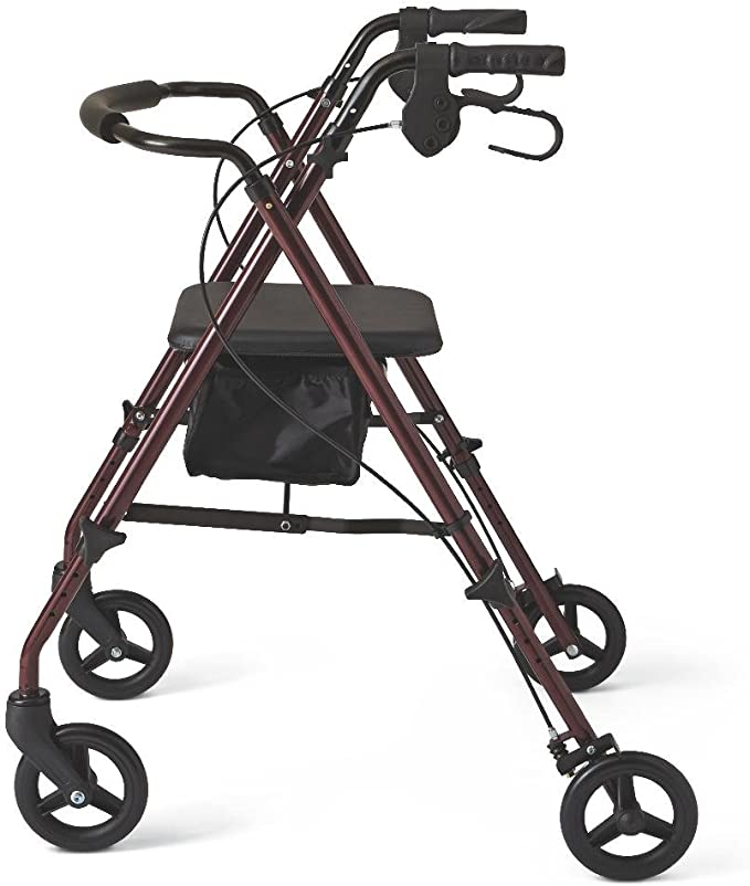 Medline Ultralight Rollator with 6" Wheels, Burgundy