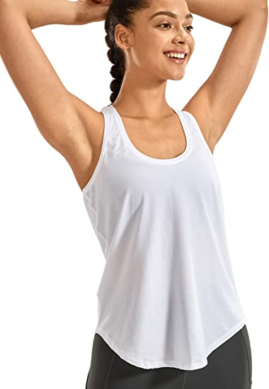 CRZ YOGA Women's Lightweight Pima Cotton Workout Tank Tops-Soft Racerback Athletic Yoga Tanks