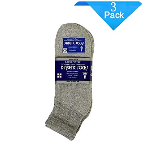 USBingoshop 3, 6 or 12 Pairs Mens Physicians Approved Crew Ankle Diabetic Socks Cotton