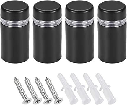 uxcell 1/2 Dia x 7/8"(12x23mm) Standoff Screws Wall Mount Sign Holders Acrylic Glass Nails Black with Screws 4pcs