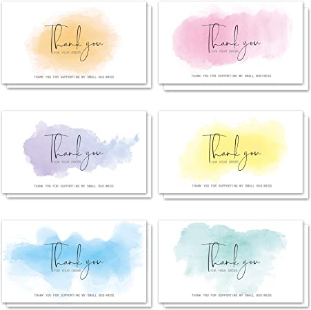 Watercolor Thank You for Supporting My Small Business Cards Customer Colorful Thanks Card Thank You for Order Card for Online Shop Retail Store Customer Package Insert, 3.5 x 2 Inch (120 Pieces)