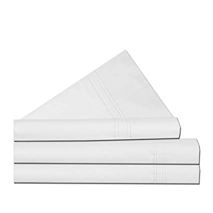 Tribeca Living 500 Thread Count Egyptian Cotton 6-Piece Deep Pocket Sheet Set, Queen, White