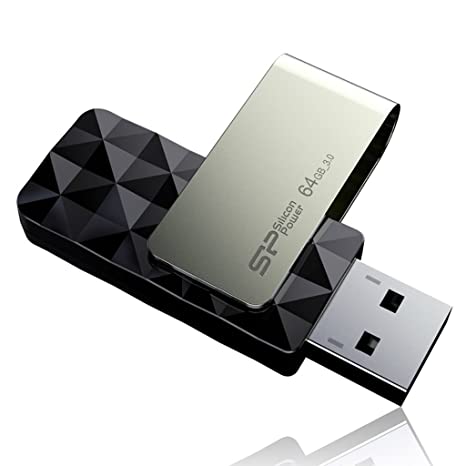 Silicon Power 64GB USB 3.0 Flash Drive with Capless Swivel Design, USB 3.2 Gen 1 USB 2.0 Thumb Drive Pen Drive Memory Stick, Blaze B30 Series