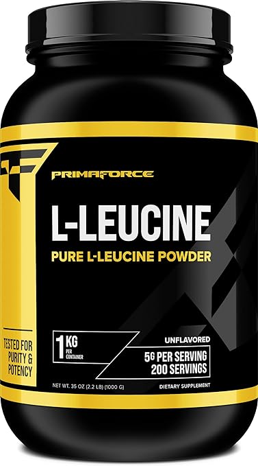 Primaforce L-Leucine Pure Powder 1 KG (2.2lbs) - Non-GMO, Gluten Free, 200 Servings