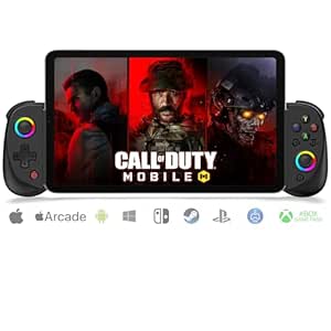 Arvin Mobile Gaming Controller für iPad/Tablet[Innerhalb 5-10"] Wireless Gamepad für iPhone/Android/PC/Switch/PS4, mit RGB Hall-Effekt Joystick/Turbo/6-Achsen Gyro/Support Streaming/Cloud Gaming