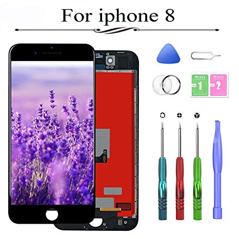 Repair-Screen Compatible with iPhone 8 Screen Replacement Black 4.7" LCD Display Touch Digitizer Frame Assembly with Free Repair Tools kit