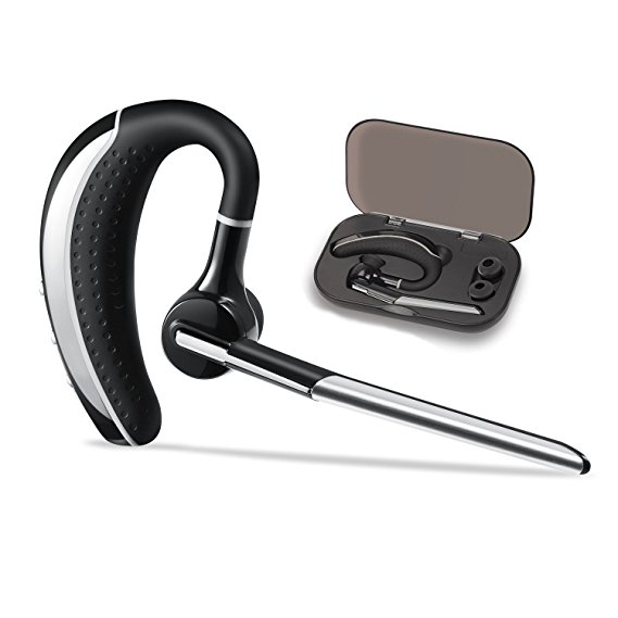 [Upgraded Version] Bluetooth Headset, Wireless Business Earpiece V4.1 Ultralight Earphones Hands Free Bluetooth In-ear Earbuds with Mic for Office/Workout/Driving (Silvery Case)