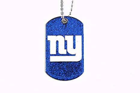 New York Giants Dog Fan Tag Glitter Sparkle Necklace