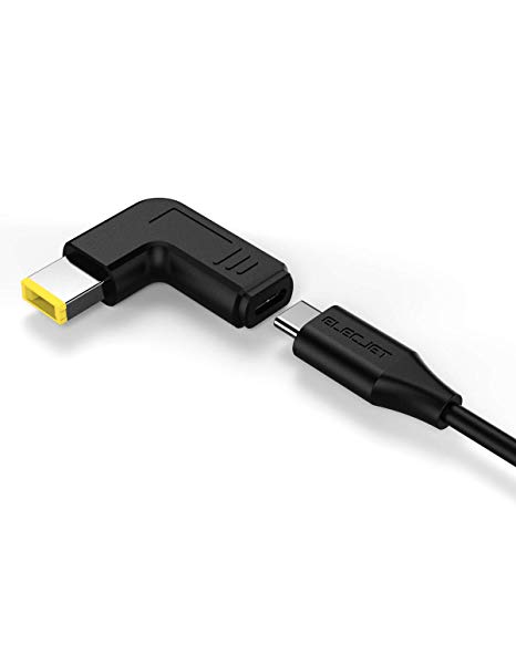 ELECJET L-Shape Slim Tip to USB-C Adapter for Lenovo ThinkPad Series, Yoga Series, and Any Laptops Using Slim-Tip for Charging