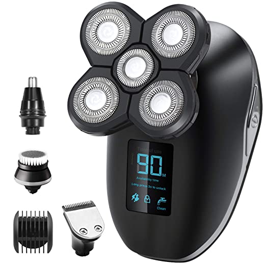 OriHea Men's Electric Razor, 5-in-1 Wet And Dry Razor. 100% Waterproof Shaving Kit, Face And Beard Trimming - Black