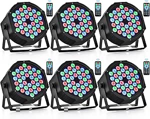 CO-Z Stage Lights, 36 LED Par Lights with Remote Control, DMX Controller Compatible, 6 Pack DJ Lights for Event Wedding Holiday Party Bar Club Music Dance Show