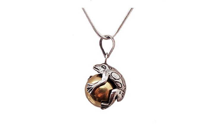Sterling Silver Frog Harmony Ball Necklace with Sterling Silver Chain