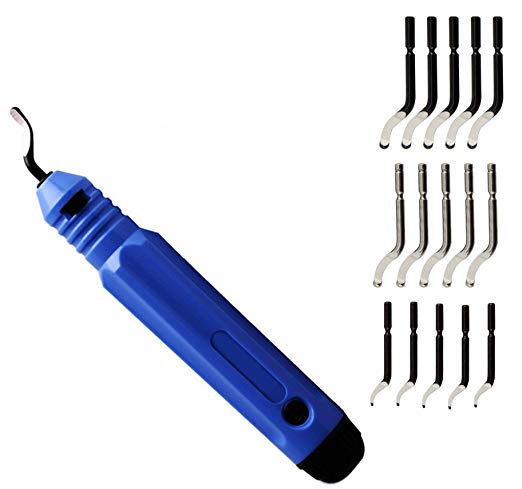 L-anan Metal Deburring Tool Kit, with 15 Pcs Blades Rotary Deburr Blades Set with Handle Debur Knife, Great Burr Remover Hand Tool for Wood, Plastic, Aluminum, Copper and Steel