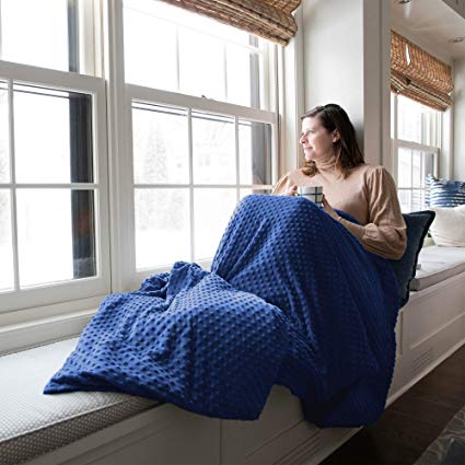 Sophia & William Weighted Blanket for Adult | Free Minky Cover Incluede, 60"x80", 25 lbs, Royal Blue, Cotton