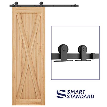 SMARTSTANDARD 5 FT Top Mount Sliding Barn Door Hardware Kit -Smoothly and Quietly -Easy to Install -Includes Step-by-Step Installation Instruction Fit 30" Wide Door Panel (T Shape Hanger)