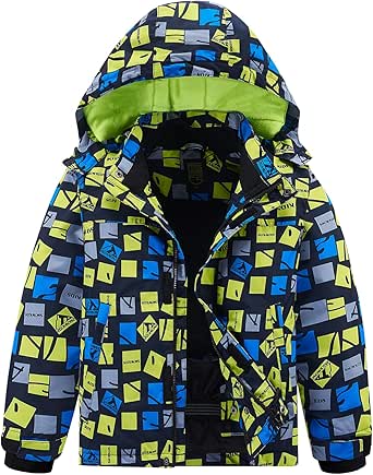 FREE SOLDIER Boys Girls Waterproof Ski Jacket Fleece Lined Warm Winter Snow Coat Kids Winter Jacket with Detachable Hood