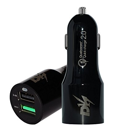 DK Fast Car Charger,Quick Charger 2.0 with 4.8A/24W 2-Port USB Car Charger for Apple iPhone 7/7 Plus iPhone 6s 6s Plus iPad Air2 iPad Pro iPad mini Samsung Galaxy S7 S6 Edge Tab,Google Nexus LG(Black)