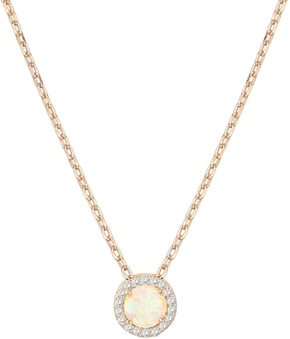 PAVOI 14K Gold Plated Created Opal Pendant Cubic Zirconia Halo Necklace | Gold Necklaces for Women