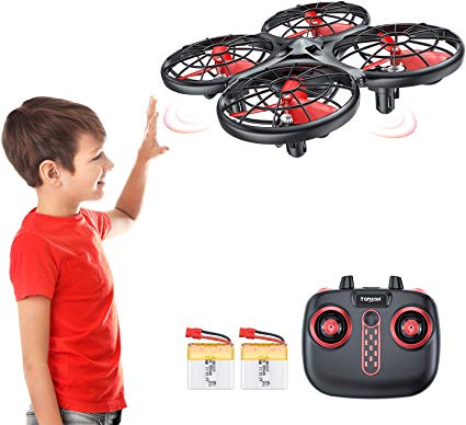 Tomzon D15 Hand Operated Mini Drone, Infrared Induction, Anti-Collision RC Quadcopter, 360° Flips UFO Drone Flying Toy, Hand Controlled Drone for Boys and Girls, 2 Batteries