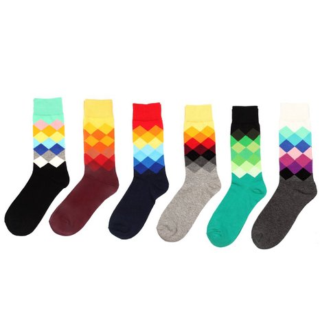 Zmart Men's Colorful Patterned Casual Crew Socks