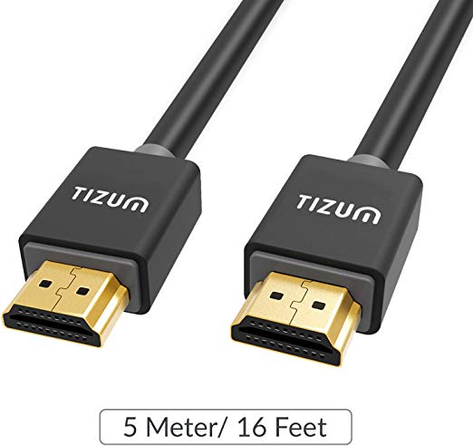 TIZUM Ultra HDMI 2.0 -Gold Plated-High Speed Data 18Gbps, 3D, 4K, HD 2160p (16 Ft/5M-Grey)