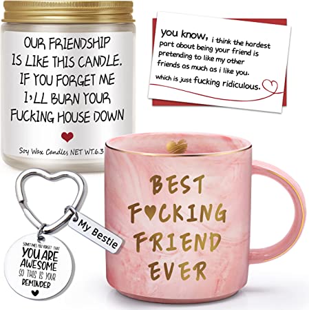 Yorktend Birthday Gifts for Women Best Friends Friendship Gifts for Women Funny Gifts for Female BFF Female Bestfriend Bestie Lavender Scented Candles Coffee Mug Gifts for Her Sister