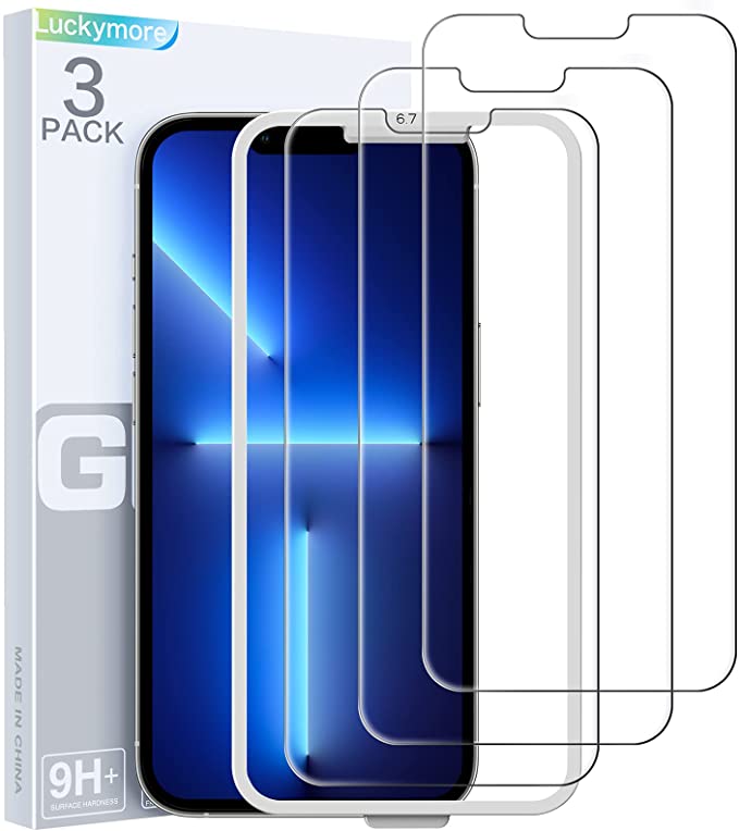 Luckymore Compatible for iPhone 13 Pro Max Screen Protector 6.7 inch,Tempered Glass 3-Pack