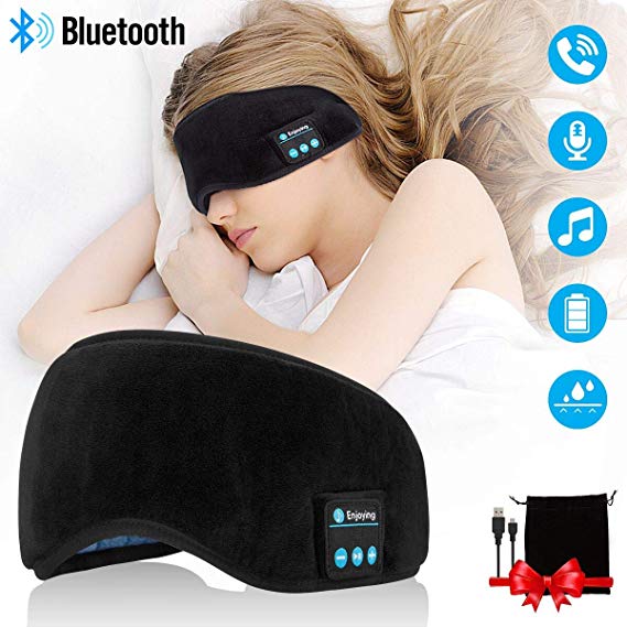 Sleep Headphones,Wireless Sleeping Headphones Bluetooth Sleep Headphones Stereo Sleep Mask Headphones Bluetooth Sleep Eye Mask Headphones for Sleeping Music Travel Headphones Headset with Microphone