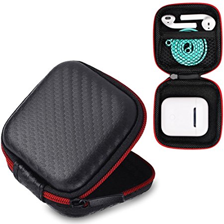 AirPods Case, 6amLifestyle Premium Zipper Hard Shell Carrying Case with Mesh Mini Pocket for Apple Wireless Earphone AirPods