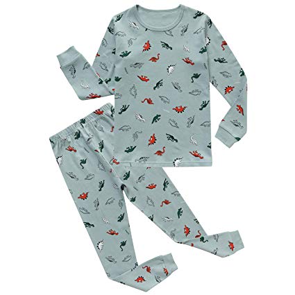 PAGE ONE Boys Pajamas Set,Long Sleeve Cotton Pajamas for Kids