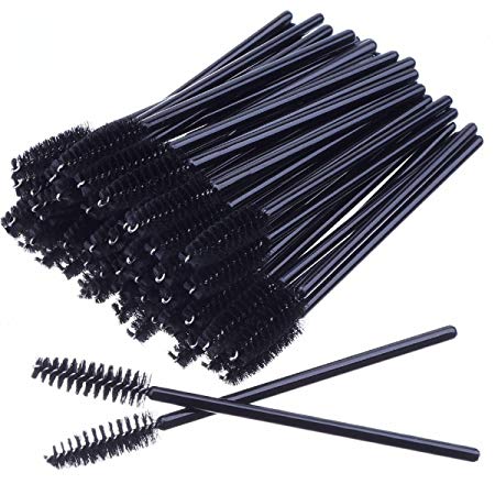 AKStore 100 PCS Disposable Eyelash Brushes Mascara Wands Eye Lash Eyebrow Applicator Cosmetic Makeup Brush Tool Kits (Black)