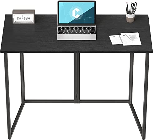 Cubiker 100 * 50cm Folding Computer Desk,Small Home Office Laptop Work Desk,Study Writing Table,No-Assembly,Foldable and Portable Design,Black