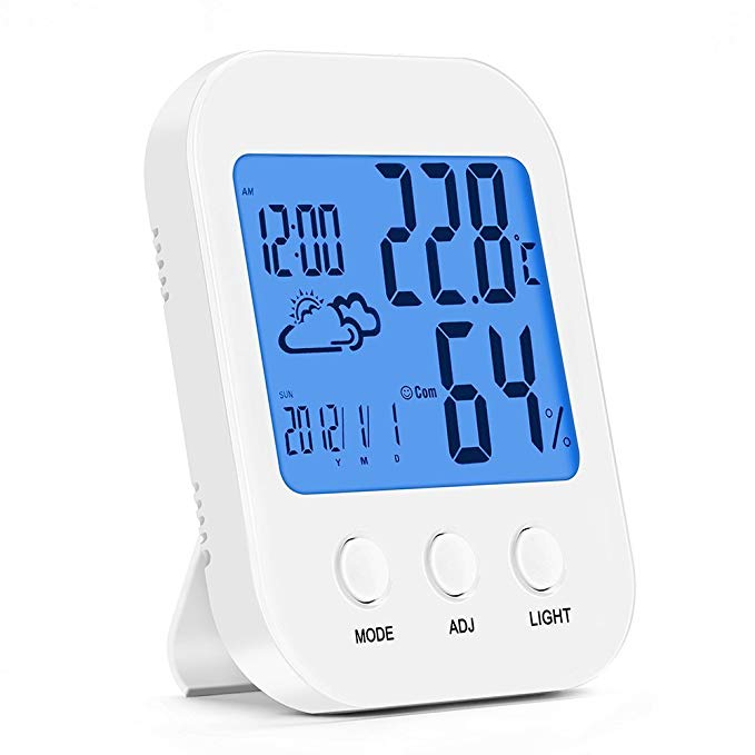 Telaero Electronic Luminous thermometer TH202 Humidity Monitor with Indoor Thermometer, Digital Hygrometer and Humidity Gauge Indicator