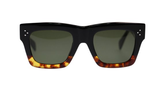 Celine CL41054 FU5 Black Havana Tortoise Unisex Square Sunglasses 50mm Authentic