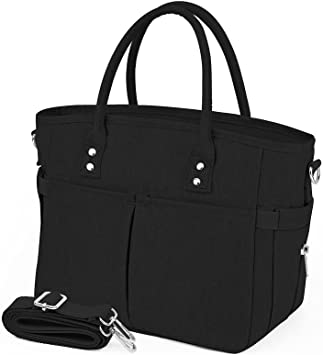 Insulated Lunch Bag for Women Men Large Lunch Tote Bag with Side Pockets Reusable Cooler lunch Box Lunch Bags with Shoulder Strap for Work Office Picnic, Black