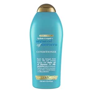 OGX Extra Strength Hydrate & Repair   Argan Oil of Morocco Conditioner for Dry, Damaged Hair, Cold-Pressed Argan Oil to Moisturize Hair, Paraben-Free, Sulfate-Free Surfactants, 25.4 Fl Oz