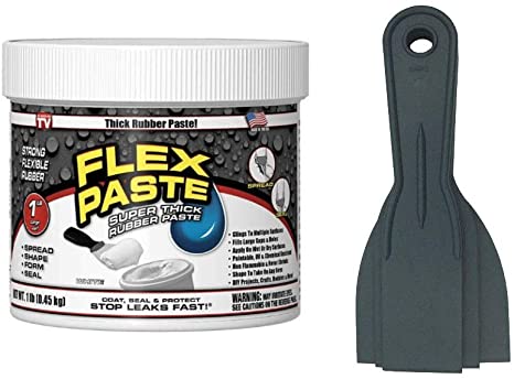 Flex Seal Flex White Paste 1lb Jar w/Allway Tools Putty Knives 3 Pack (1.5"/2"/3") (2 Items)