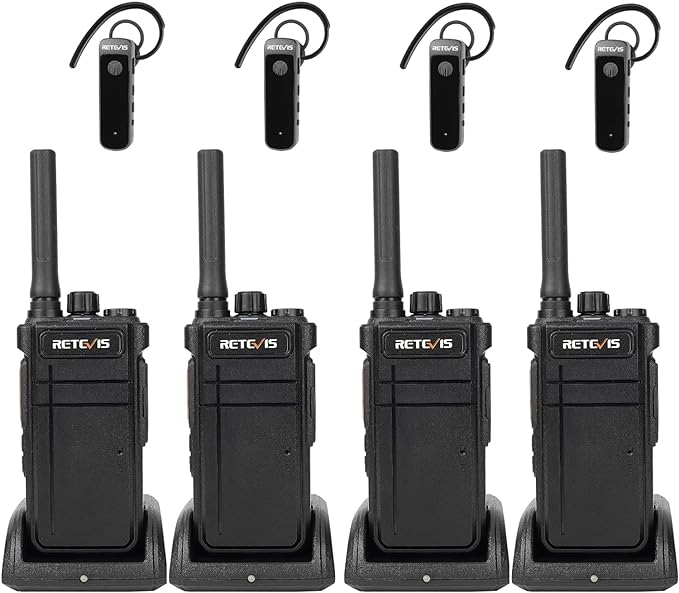 Retevis RB37 New Version,Bluetooth Walkie Talkies,2 Way Radio with Earpiece,VOX,2000mAh,USB-C,Wireless Walkie Talkie for Manufacture (4 Pack)