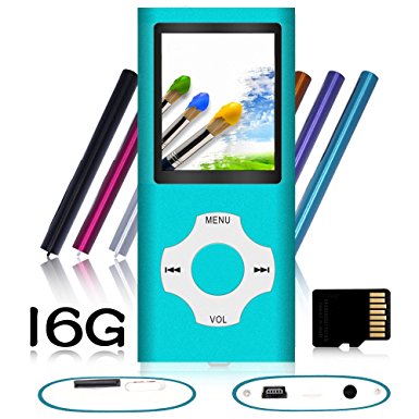Tomameri - MP3 / MP4 Player with Rhombic Button, Including a 16 GB Micro SD Card and Maximum support 32GB, Compact Music & Video Player, Photo Viewer, Video and Voice Recorder Supported - Blue