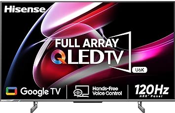 Hisense 139 cm (55 inches) 4K Ultra HD Smart QLED Google TV 55U6K (Gray) | with 3 Years Warranty