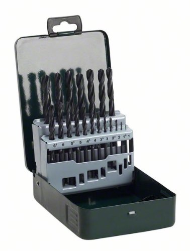 Bosch 2607019435 HSS-R Steel Drill-Set, Black, Set of 19 Pieces