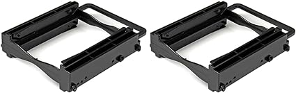 StarTech.com Dual 2.5" SSD/HDD Mounting Bracket for 3.5? Drive Bay - Tool-Less Installation - 2-Drive Adapter Bracket for Desktop Computer (BRACKET225PT), Black (Pack of 2)